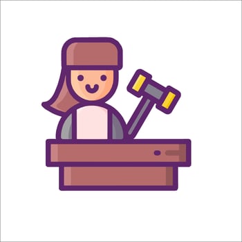 A judge holding a hammer icon vector