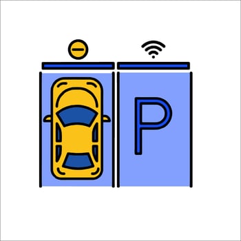 A car is parked in a parking garage vector