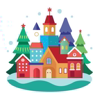 Miniature Christmas village houses. Festive background. vector