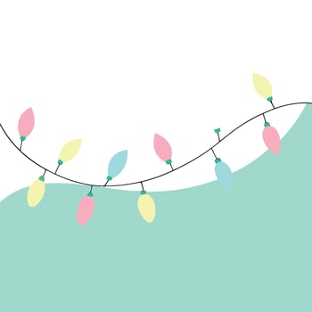 Minimal background made of pastel color christmas lights against aquamarine and pink background vector