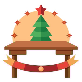 New Year festive empty wooden table blurred background Christmas banner vector