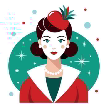 Stylish Vintage Woman Christmas Postcard created with technology vector