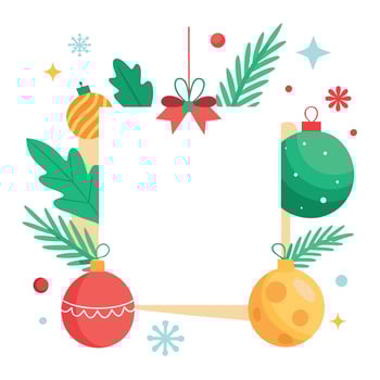 White blank paper greeting card with eco Christmas decorations. New year holidays festive mock up vector