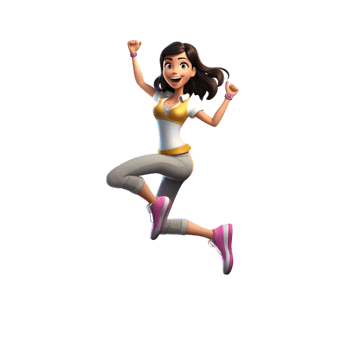 3D Cartoon Girl Thriving in Happiness and Adventure png