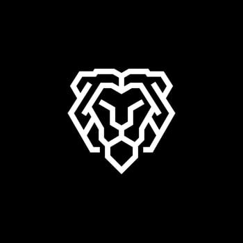 simple modern minimalist geometric outline black and white lion head logo vector