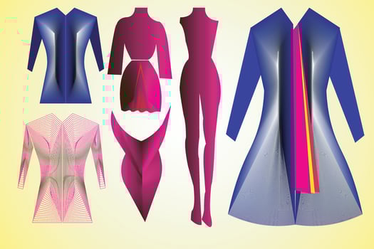 Fashion designing logo and icon set. Luxury blend illustration. gradient color fashion icon. vector