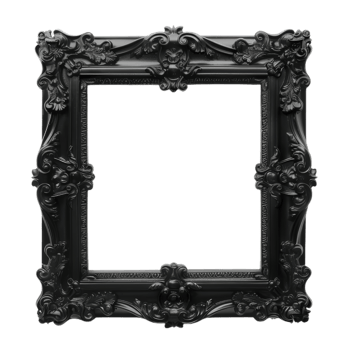 Retro Antique Detailed Black Picture Frame. Vintage Square Photo Frame on Isolated Background png