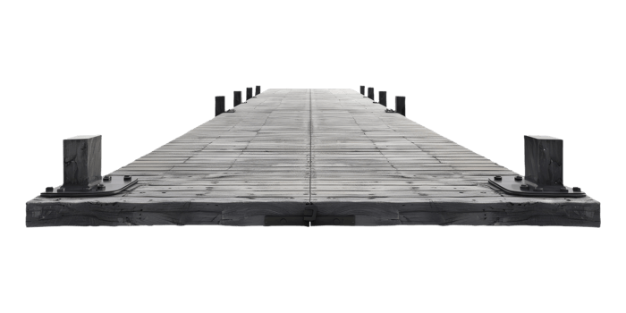 Long Wooden Pier on Isolated Background. Old Wooden Pier With Rustic Planks png