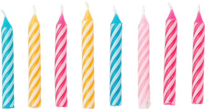 Birthday candle colorful stack isolated png