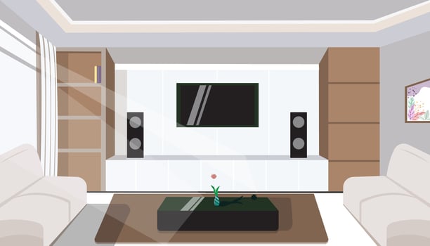 comfortable minimalist family room background vector