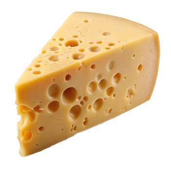 A delicious wedge of Swiss cheese with holes png