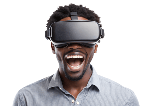Man enjoys VR indoors png