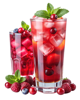 Berry drinks with mint for summer png