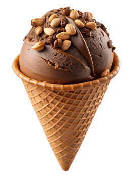Chocolate cone with nuts and fudge png