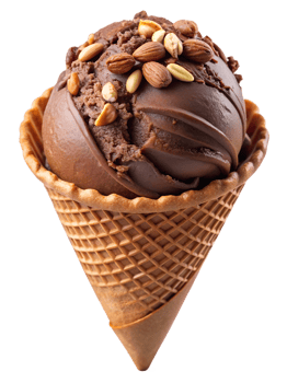 Chocolate cone with nut topping png