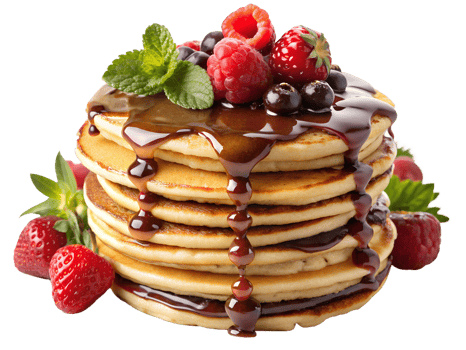 Fluffy pancakes with fresh berries png