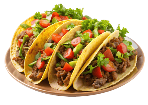 Tasty tacos with fresh toppings png