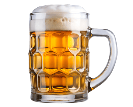 Refreshing golden beer served in a glass mug png