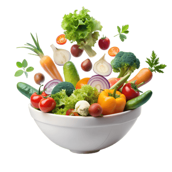 Bowl of fresh veggies on white background png