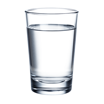 Clear water glass on a plain surface png