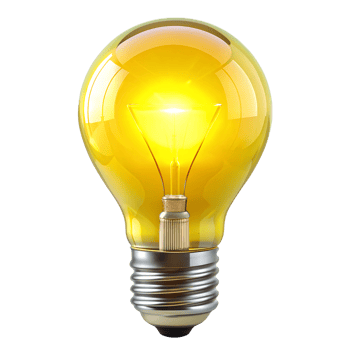 Glowing bright yellow light bulb, simple design png