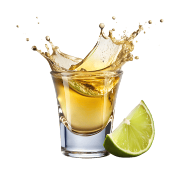Lime tequila shot with splash effect png