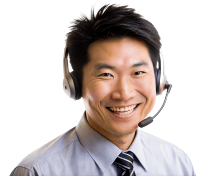 Smiling professional with headset in office png