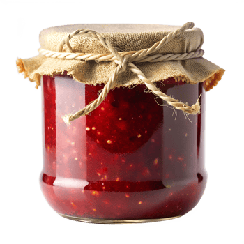 Homemade chili jam in a glass jar with a lid png