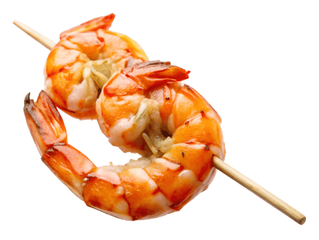 Grilled shrimp skewers ready for a summer barbecue png