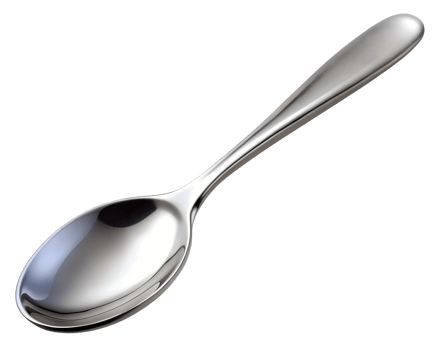 Simple stainless steel spoon resting on a surface png