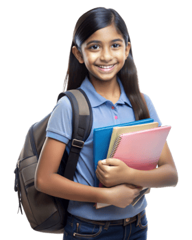 Student with backpack ready for school png