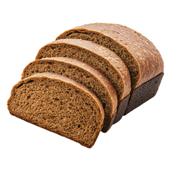 Whole loaf rye bread bakery cut into slices isolated on transparent background png
