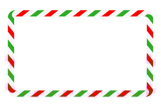 Candy cane frame. Christmas ribbon with red, green and white stripes. Greeting card with New Year or Christmas decor vector