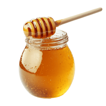 Honey jar with wooden dipper ready png