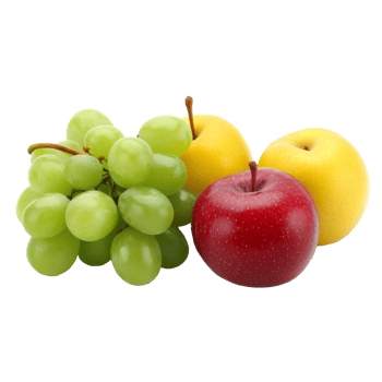 Fresh assorted fruits on a white background png