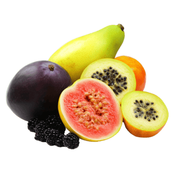 Tropical fruits on a white surface png