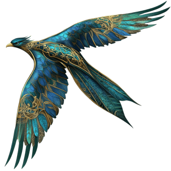 Vibrant fantasy bird in flight png