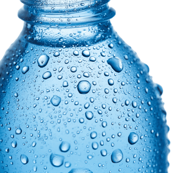 Refreshing water bottle glistening with droplets png