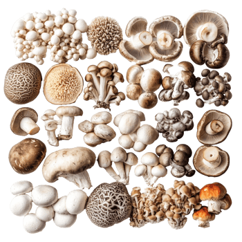Mushroom assortment on white background png