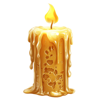 Melting yellow candle on display png