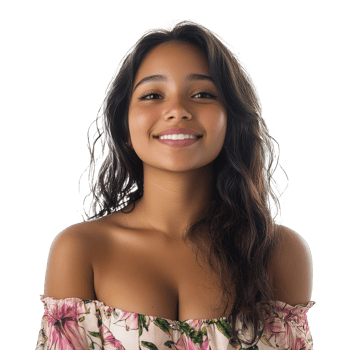 Smiling woman in floral dress png