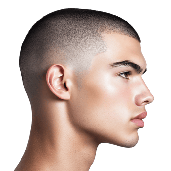 Young man with a modern haircut in profile view png