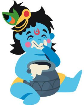 lord Krishna eating butter from the clay pot png