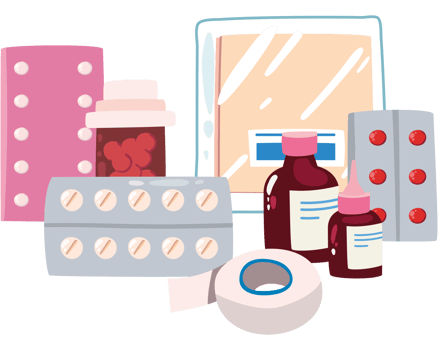 first aid medicine box with medical equipment png