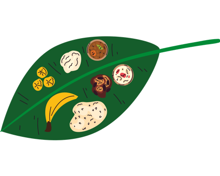 onam festival food on banana leaf png