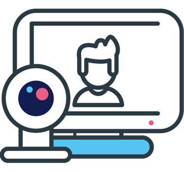 hybrid work by computer with webcam png