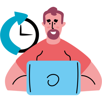 hybrid workplace with employee working png