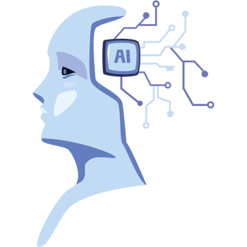 digital ai robot head and brain circuit png