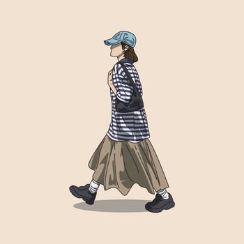 illustration of a girl walking in a relaxed and cool style vector