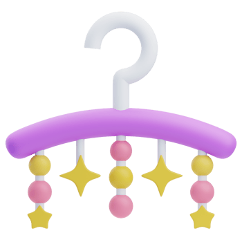 3D Baby Mobile with Stars and Beads png